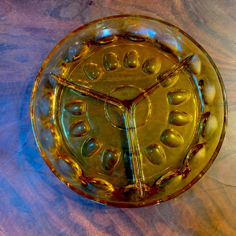 Vintage amber glass serving plate